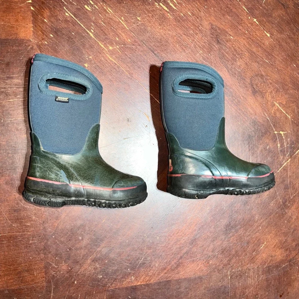 Bogs Kids Solid Classics Waterproof Winter Rain Boots Green Navy Blue Size 9 25